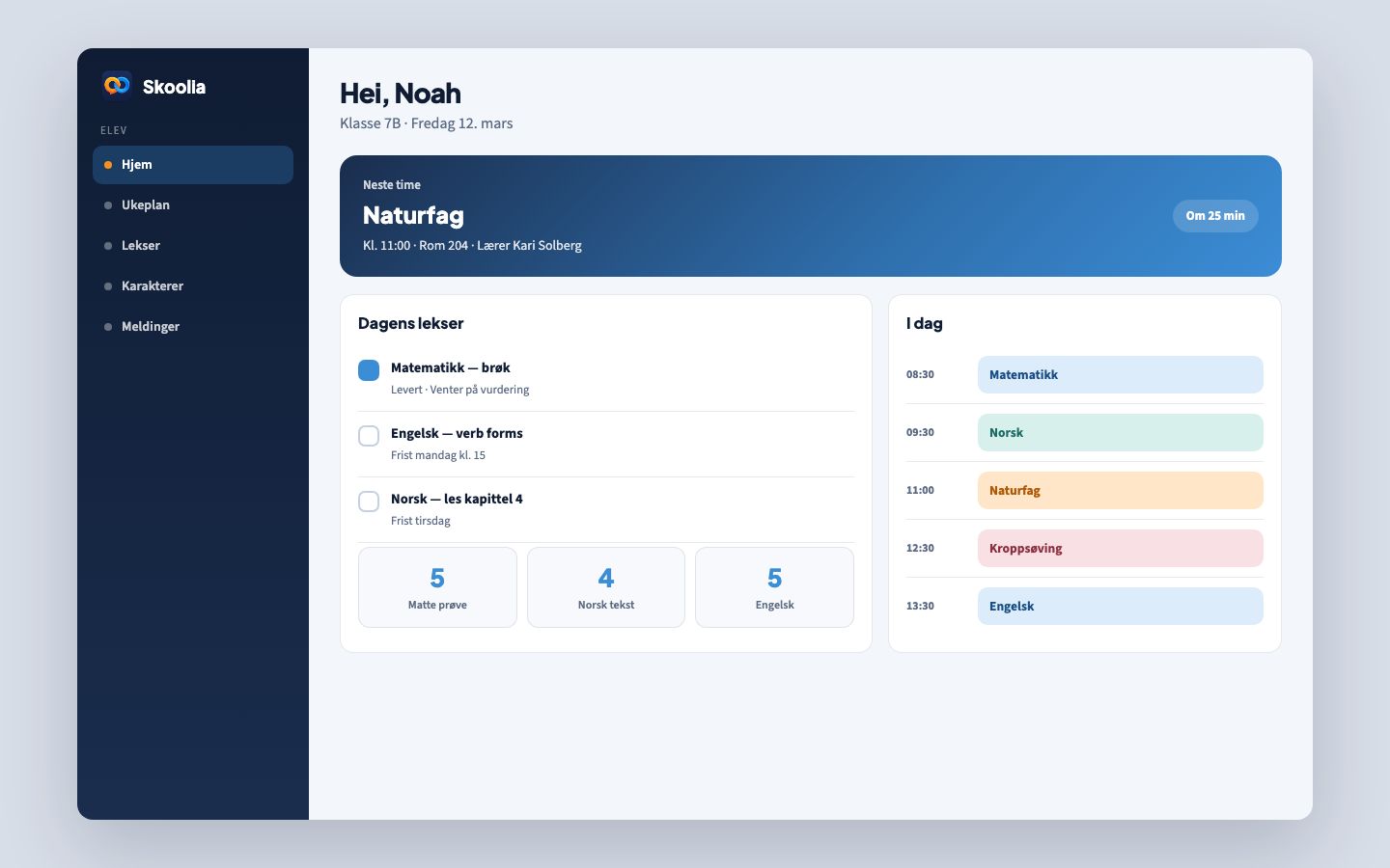 Elevdashboard i Skoolia